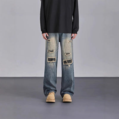 Pantalones Vaqueros Rotos Camuflaje Estilo Urbano Americano para Hombre