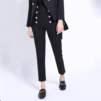 Pantalón Skinny Cropped Cintura Alta Efecto Reductor Negro y Blanco - Image 2
