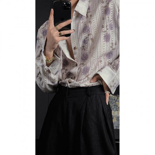 Camisa Manga Larga Floral Calada para Hombre - Image 3