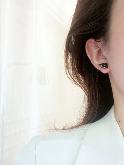 Aretes de Pareja Cerámica y Plata 925 Unisex Blanco y Negro - Image 4