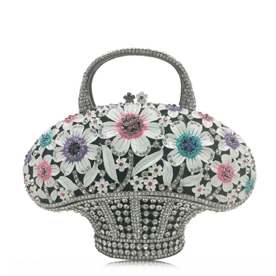 Bolso Miniatura Diamond Banquet con Diseño de Canasta Floral para Mujer - Image 6