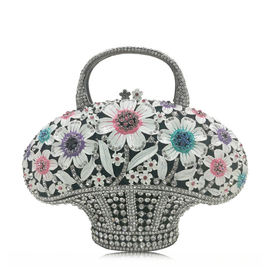 Bolso Miniatura Diamond Banquet con Diseño de Canasta Floral para Mujer - Image 6