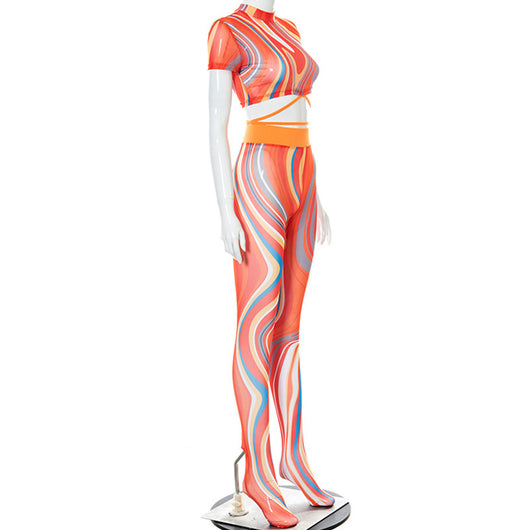 Body Stocking Estampado con Cordones y Efecto Tie-Dye - Image 11