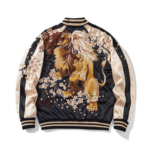 Chaqueta Béisbol Pareja León Rey Bordado Reforzado - Image 2