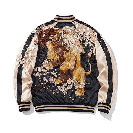 Chaqueta Béisbol Pareja León Rey Bordado Reforzado - Image 2