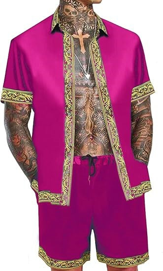 Conjunto Hawaiano Hombre: Camisa y Shorts Holgados de Manga Corta - Image 55
