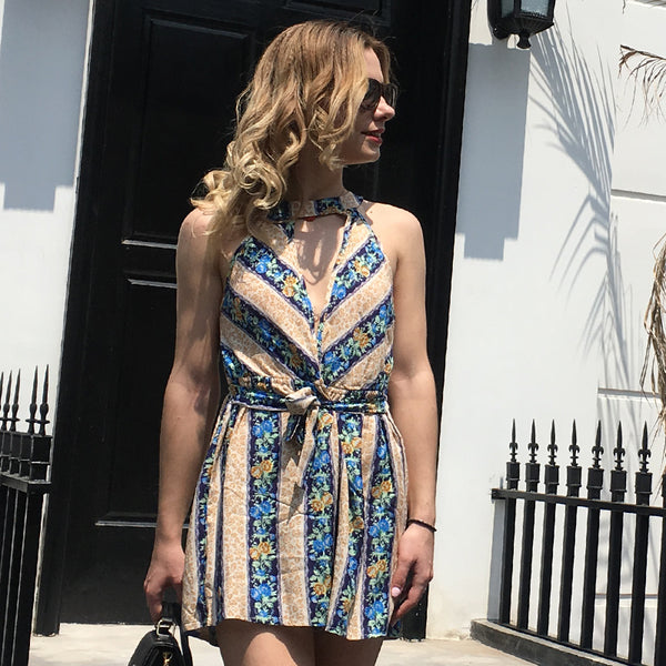 Jumpsuit Estampado Escote Halter - Diseño Tendencia USA