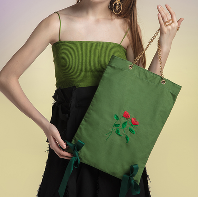 Bolso de Hombro Grande con Lazo Rosa - Cartera Casual de Alta Capacidad