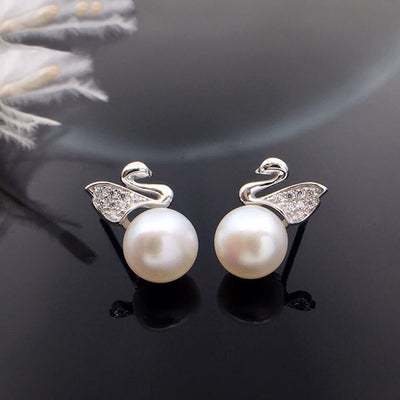 Aretes de Plata S925 con Perla de Agua Dulce Diseño Cisne - Image 5