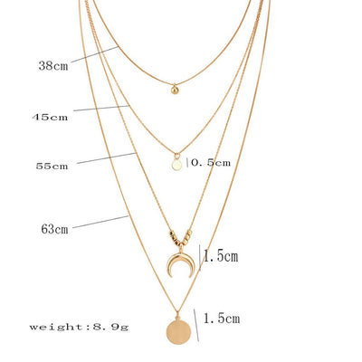 Collar Multicapa con Dije de Luna Estilo Bohemio para Mujer - Image 3