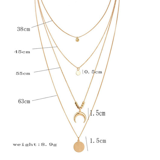 Collar Multicapa con Dije de Luna Estilo Bohemio para Mujer - Image 3