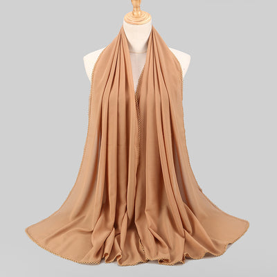 Pañuelo Elegante de Encaje Monocromático y Gasa Perlada para Mujer - Image 15