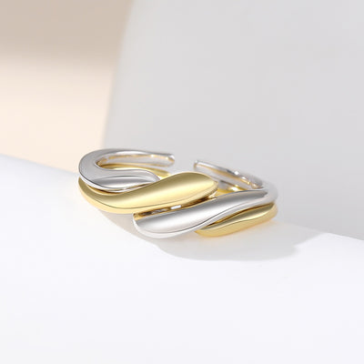 Anillo de Plata S925 con Textura de Ondas Irregulares para Mujer - Image 6