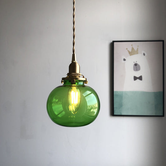 Lámpara Colgante Vintage de Latón y Cristal para Dormitorio y Comedor