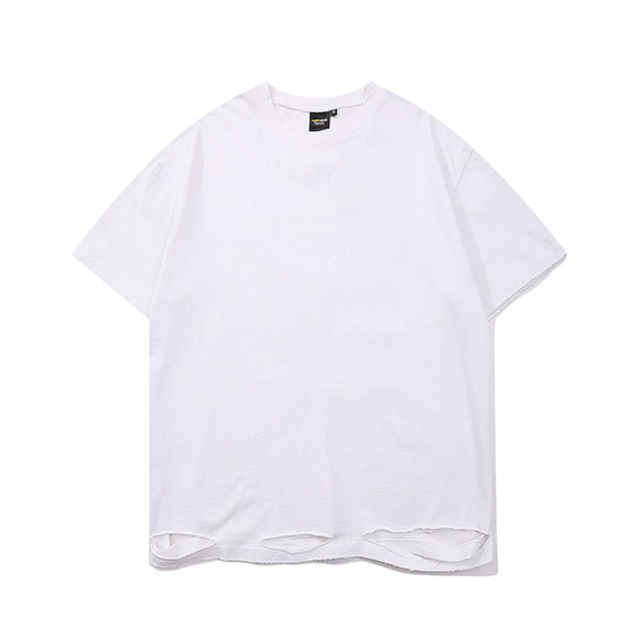 Playera Casual de Cuello Redondo con Rasgaduras Diseño Moderno