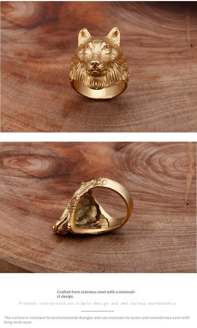 Anillo de Cabeza de Lobo Audaz para Hombres - Image 12
