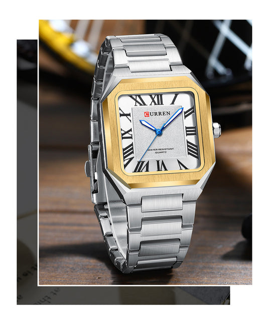 Reloj de Cuarzo Impermeable para Hombre con Números Romanos y Correa de Acero Inoxidable - Image 12