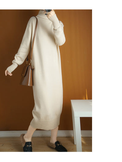 Vestido Tejido Cálido Estilo Coreano con Relleno de Lana - Image 10