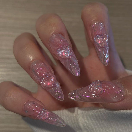 Uñas Postizas 3D con Relieve de Cristales - Diseño Sofisticado - Image 15