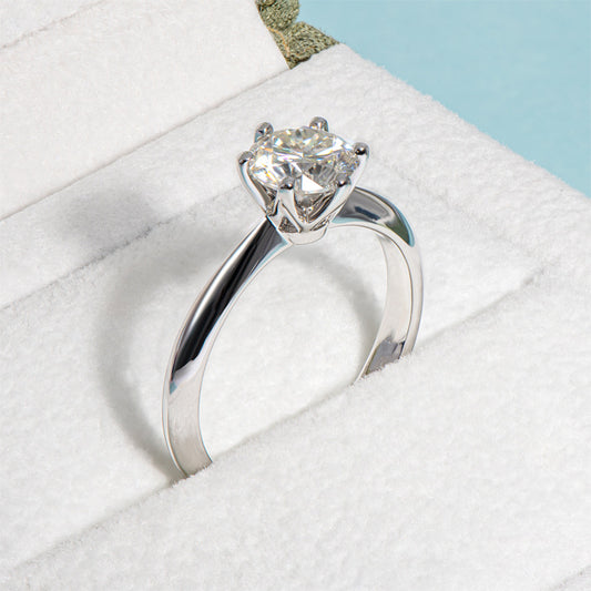 Anillo de Moissanita Clásico Seis Puntas 1 Quilate Plata 925