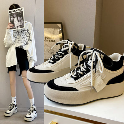 Zapatillas Deportivas Retro Blancas para Mujer con Suela Gruesa