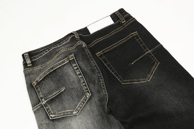 Jeans Rectos Holgados Vintage Desgastados con Contraste para Hombre - Image 16
