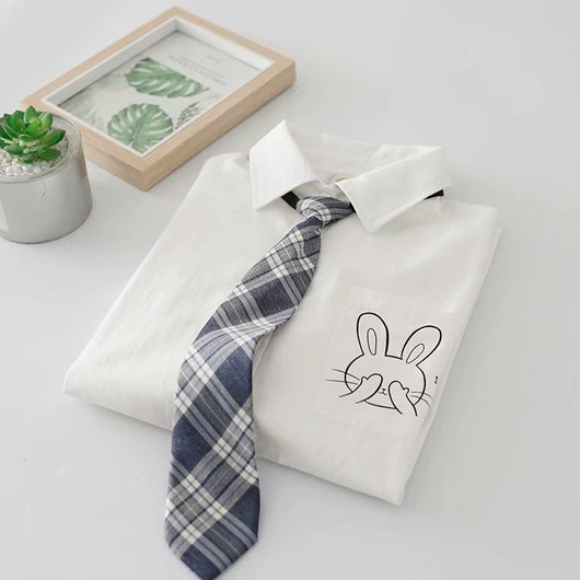 Camisa Escolar Suelta Estilo Japonés con Corbata - Manga Corta Versátil - Image 25