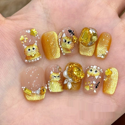 Uñas Postizas Efecto Ojo de Gato - Diseño Corto y Elegante - Image 12