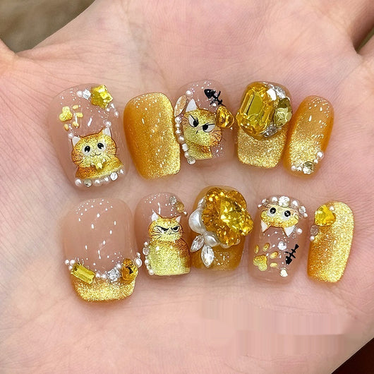 Uñas Postizas Efecto Ojo de Gato - Diseño Corto y Elegante - Image 12