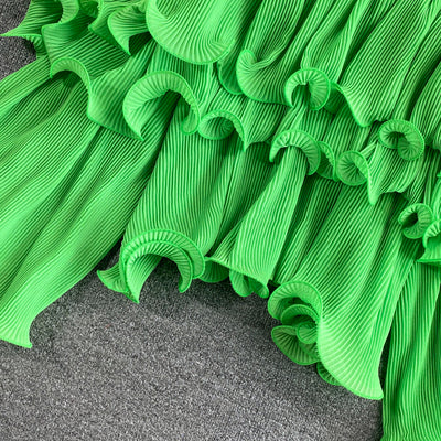 Blusa Fairy Hombros Descubiertos con Diseño Irregular y Pliegues en Gasa - Image 8