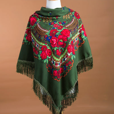 Foulard Cuadrado Étnico con Flecos - Abrigo Cálido y Elegante - Image 5