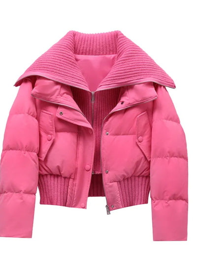 Abrigo de Algodón con Cuello Solapa Diseño Patchwork para Mujer - Image 10