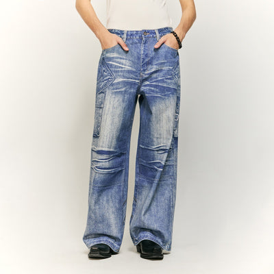 Jeans con Bordado Artesanal y Estampado Digital Lavado - Image 4