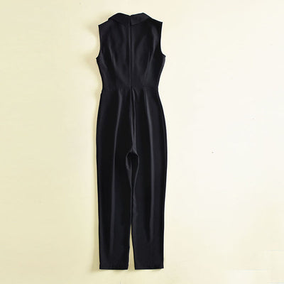 Jumpsuit Elegante Sin Mangas Negro Ajustado para Mujer - Image 22