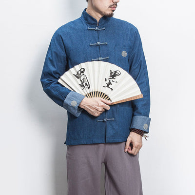 Chaqueta Denim Hanfu Retro - Fusión de Moda Oriental y Estilo Contemporáneo - Image 2