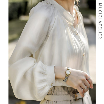 Blusa Retro de Satén Acetato para Mujer - Estilo Europeo Elegante - Image 6