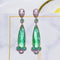 Long Drop-shaped Flower Earrings With Micro-inlaid Zircon Verde