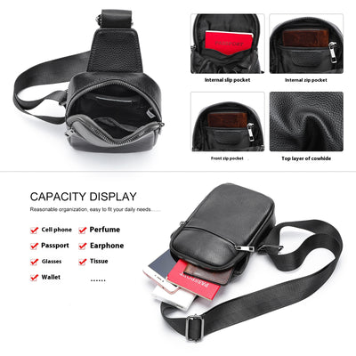 Bolsa de Pecho Crossbody de Cuero Genuino para Hombre - Funcional y Versátil - Image 5