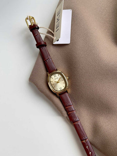 Reloj de Pulsera Retro para Mujer con Correa de Cuero Genuino y Esfera Pequeña - Image 4