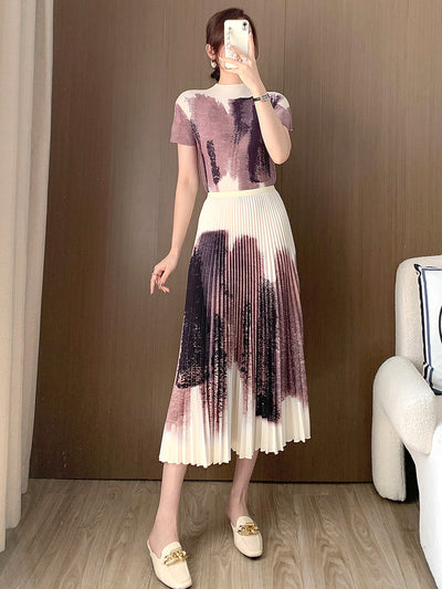 Conjunto Elegante Falda Plisada con Blusa Fashionable para Mujer - Image 15