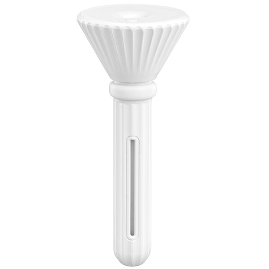 Beige and white USB ultrasonic humidifier with a fluted conical top and a cylindrical body with a water level window. - Image 12