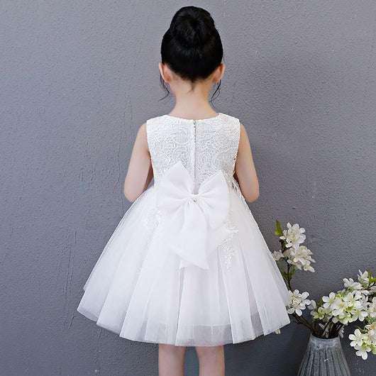 Vestido Infantil Coreano con Encaje Dorado y Aplicaciones - Image 8