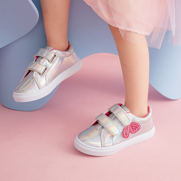Zapatos Niña con Lentejuelas y Panel Espejo - Diseño Velcro Clásico y Trendy