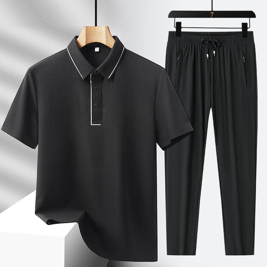 Conjunto Deportivo Polo y Pantalón Ice Silk sin Costuras - Lujo Ligero - Image 3
