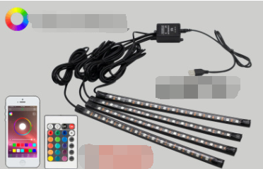 Lámpara Ambiental USB para Auto con Control por Música y Carga Rápida