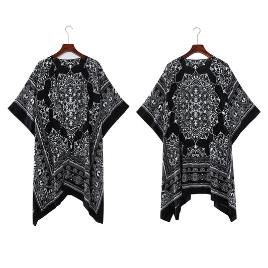 Cardigan Playero Estampado con Flecos - Blusa Suelta y Cómoda para Mujer