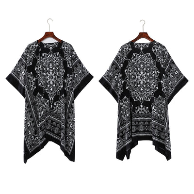 Cardigan Playero Estampado con Flecos - Blusa Suelta y Cómoda para Mujer