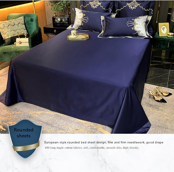Juego de Cama Floral Bordado Algodón Puro Estilo Europeo