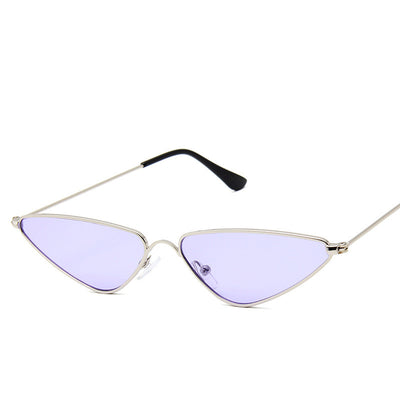 Small frame triangle sunglasses with silver metal frames and vibrant yellow lenses, featuring black temple tips. - Image 19