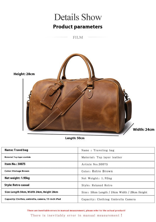 Bolsa de Viaje Portátil para Hombre en Cuero Genuino Estilo Retro - Image 55